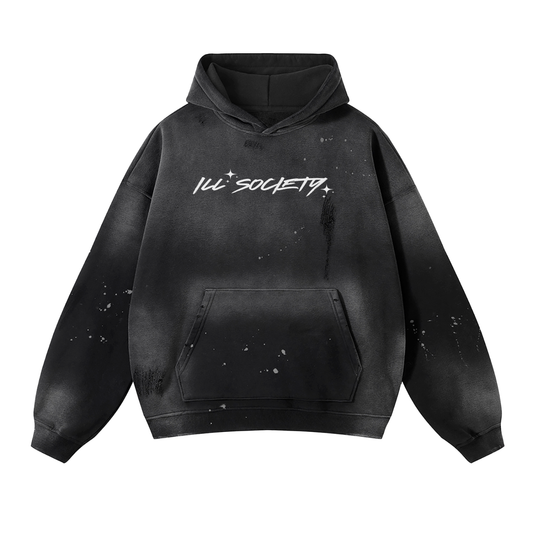ill society,vintage wash,vintage,frayed,fleece,hoodie,luxury,premium,cotton,unisex
